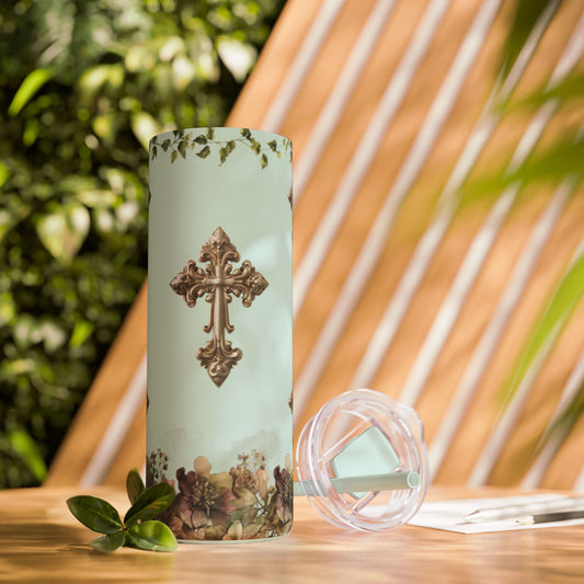 Floral Cross Tumbler